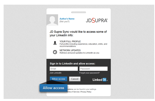 JD Supra LinkedIn Sync step 3